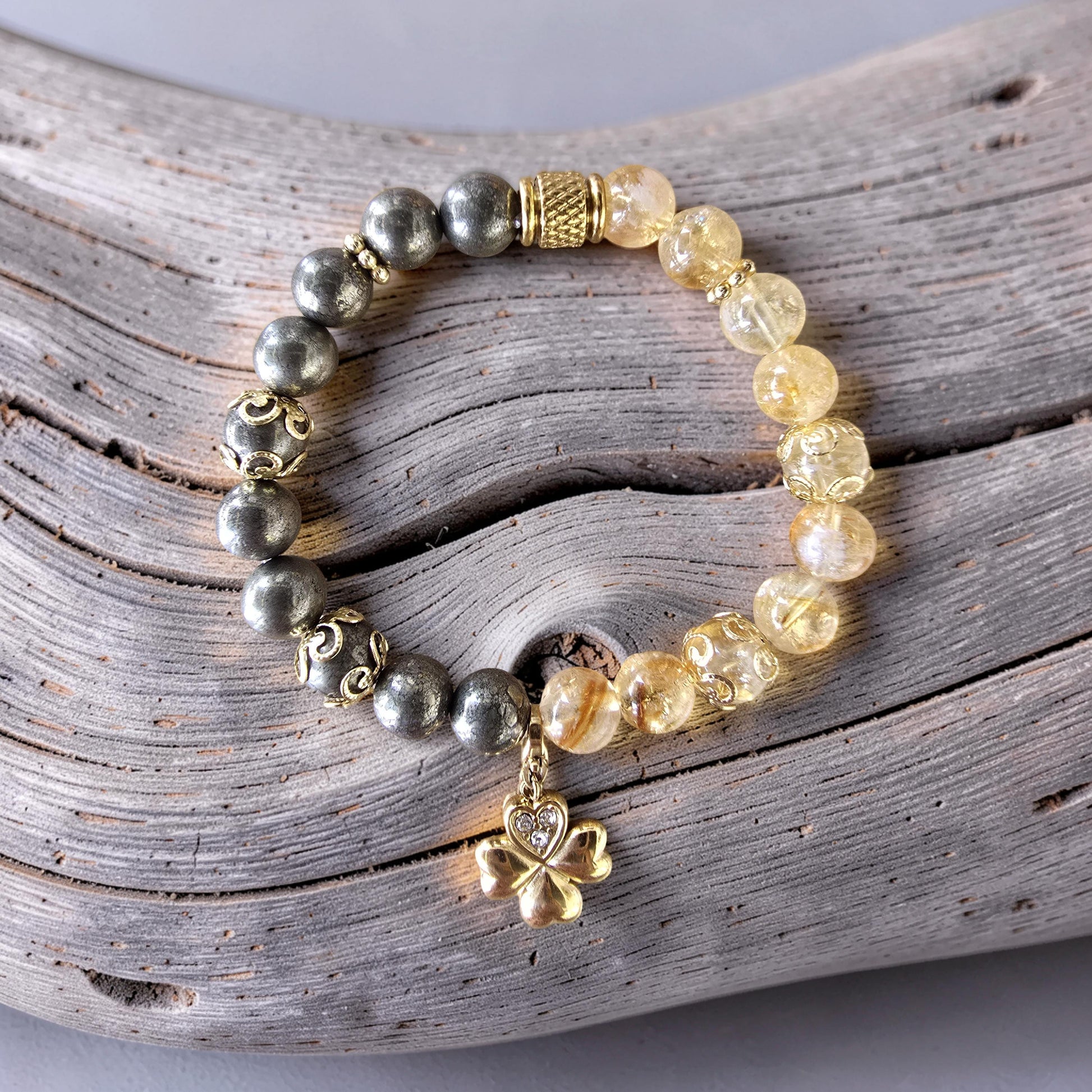 Bracelet Abondance & Prospérité – Citrine & Pyrite