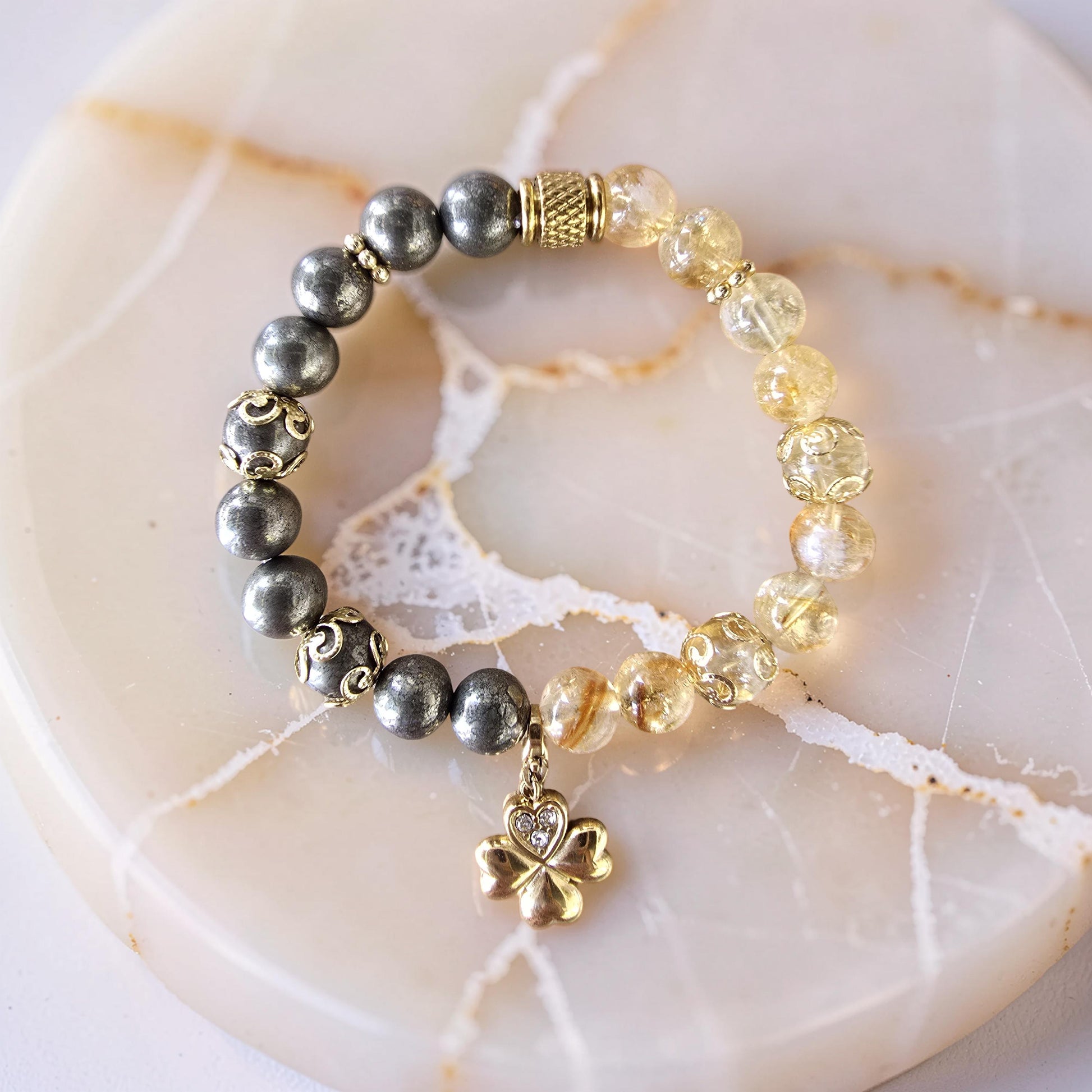 Bracelet Abondance & Prospérité – Citrine & Pyrite
