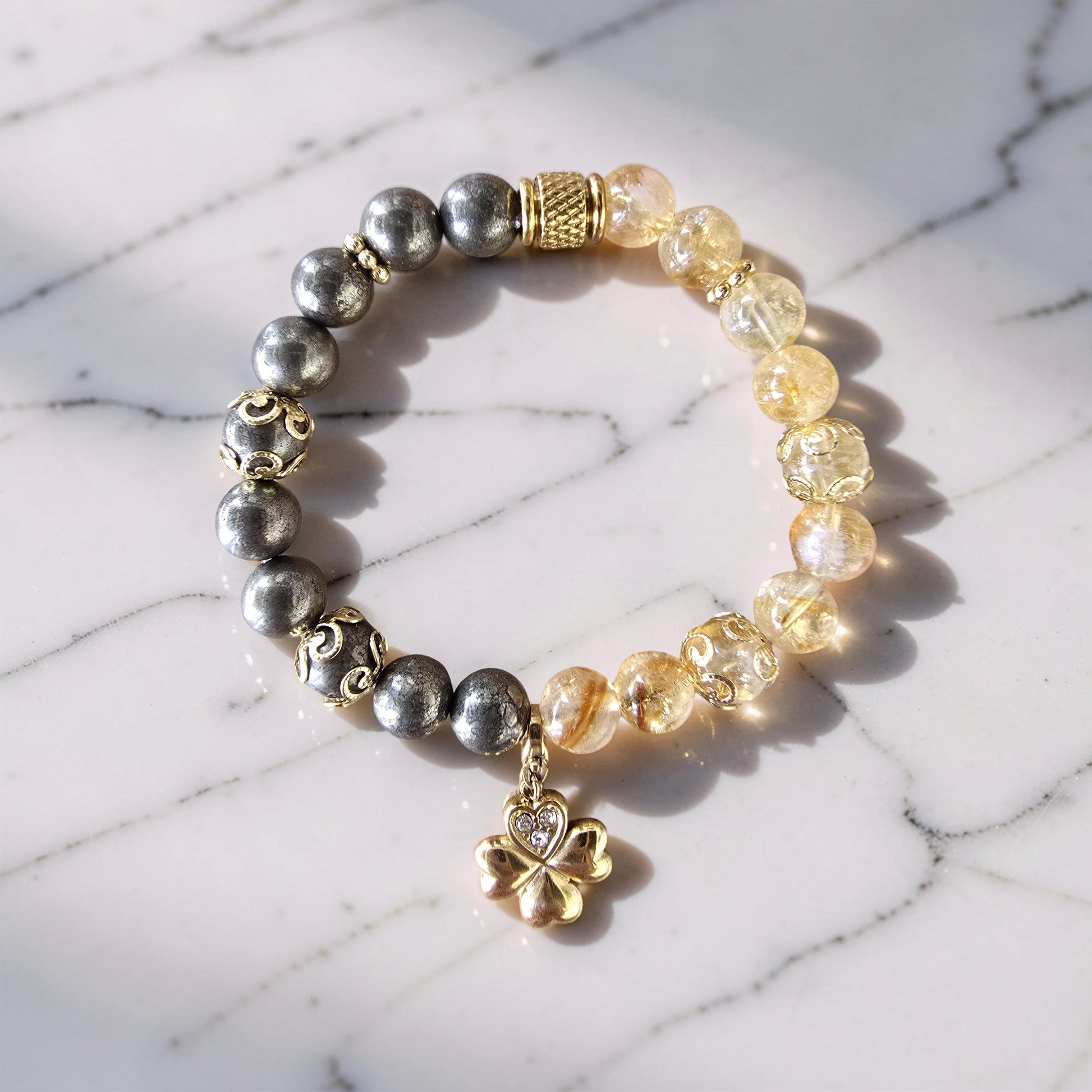 Bracelet Abondance & Prospérité – Citrine & Pyrite