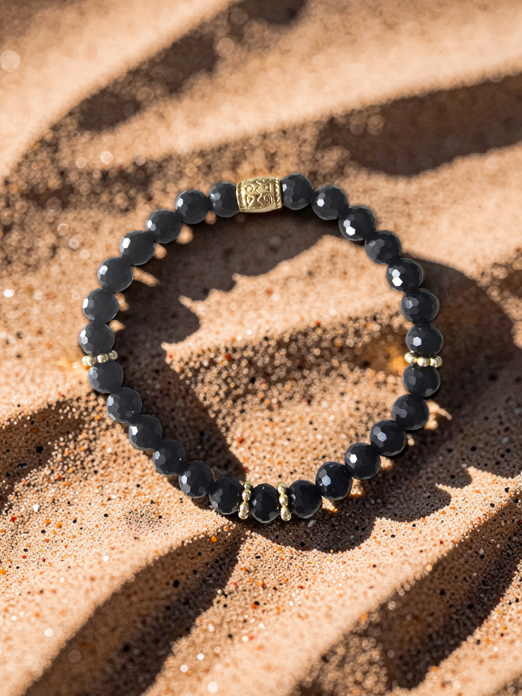Bracelet Bouclier Noir – Obsidienne Noire