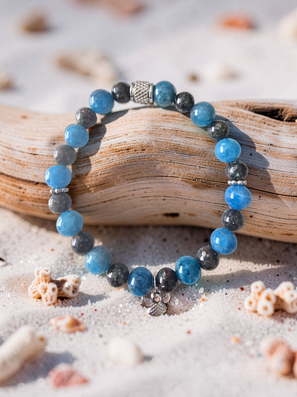 Bracelet Vision Céleste – Séraphinite & Apatite Bleue