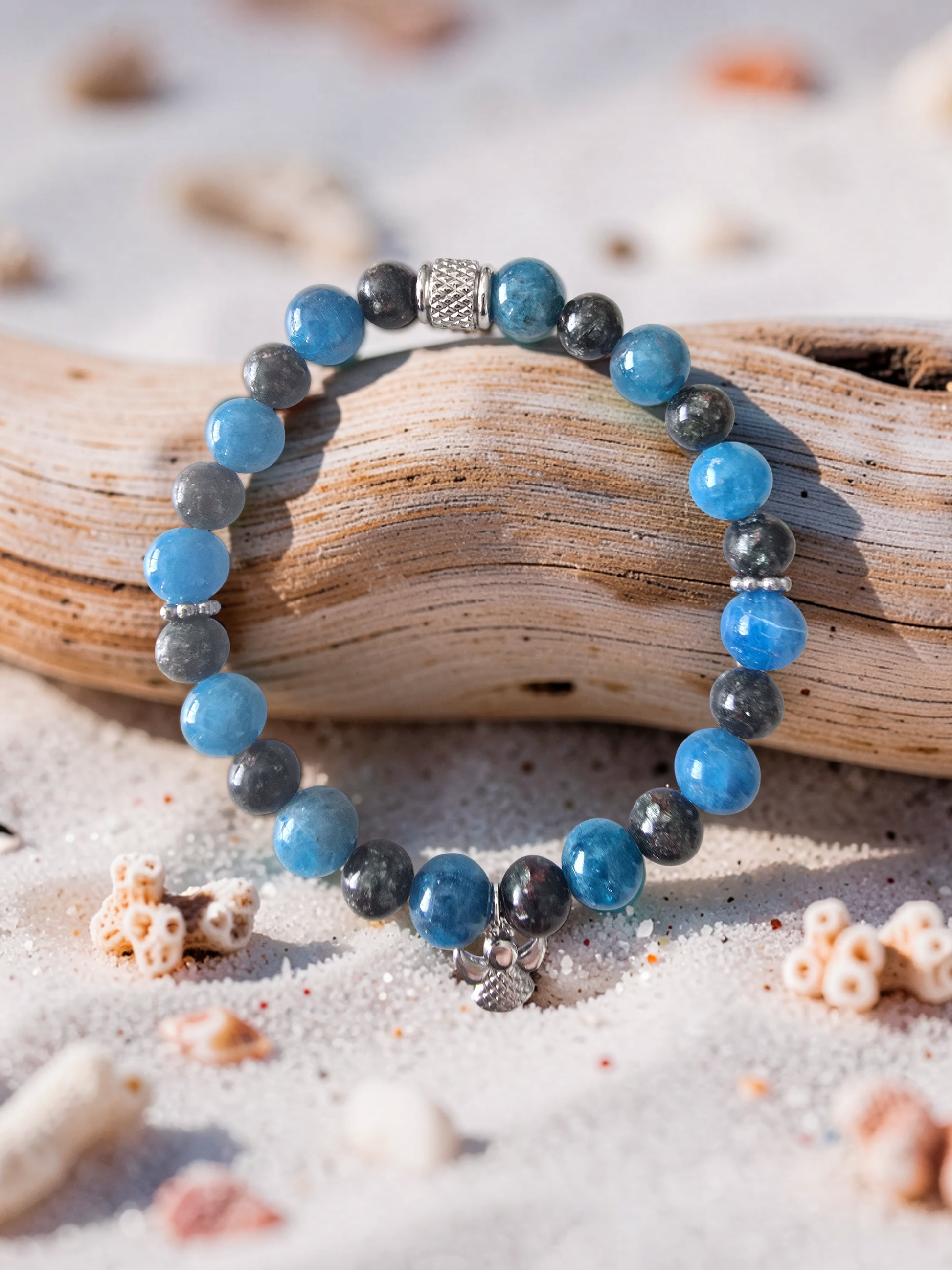 Bracelet Vision Céleste – Séraphinite & Apatite Bleue