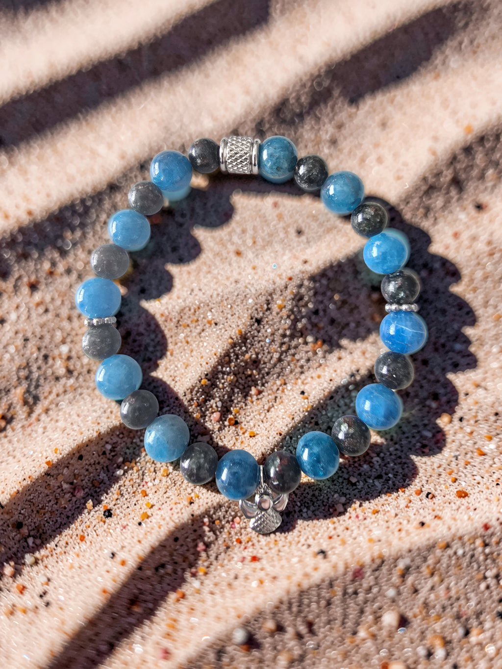 Bracelet Vision Céleste – Séraphinite & Apatite Bleue