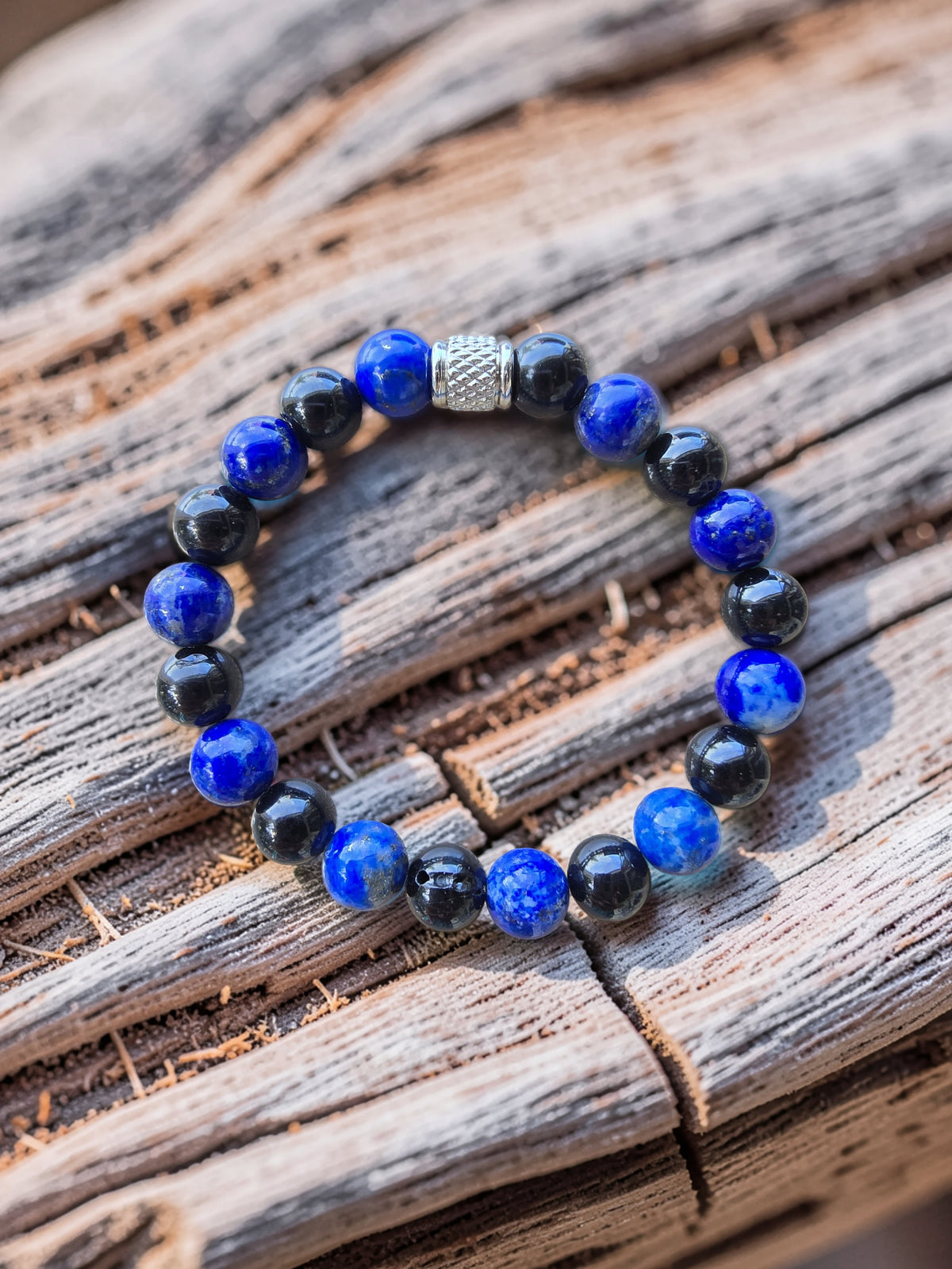 Bracelet Vérité & Protection – Obsidienne Noire & Lapis-Lazuli