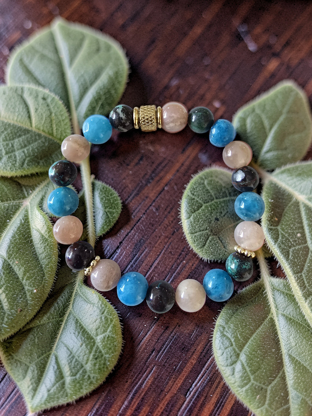 Bracelet Ménopause – Apatite, Pierre de Lune & Chrysocolle