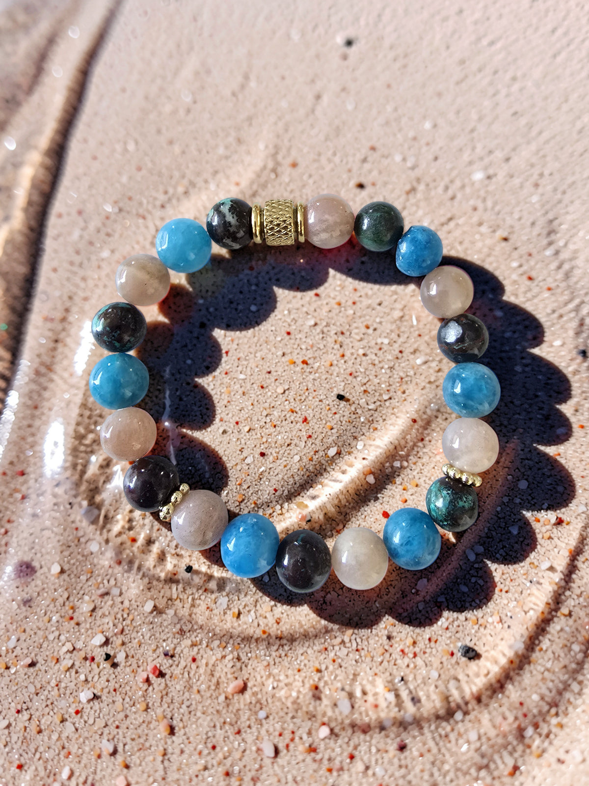 Bracelet Ménopause – Apatite, Pierre de Lune & Chrysocolle