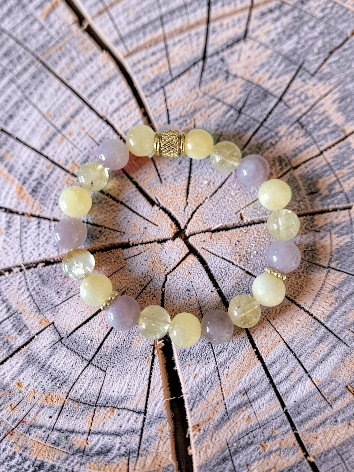 Bracelet Soleil Doré – Calcite Jaune, Quartz Fraise & Citrine