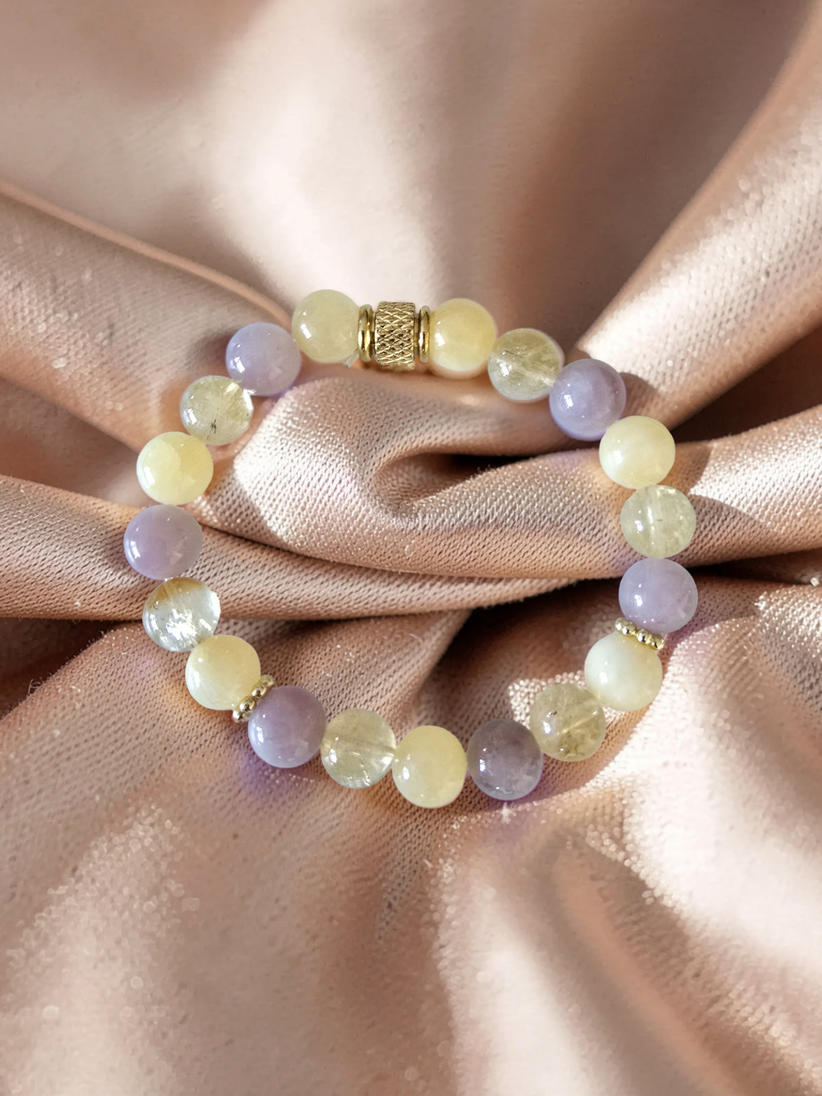 Bracelet Soleil Doré – Calcite Jaune, Quartz Fraise & Citrine