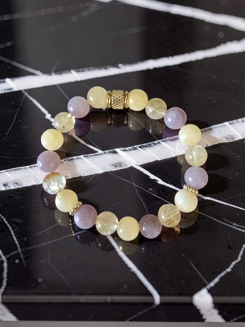 Bracelet Soleil Doré – Calcite Jaune, Quartz Fraise & Citrine