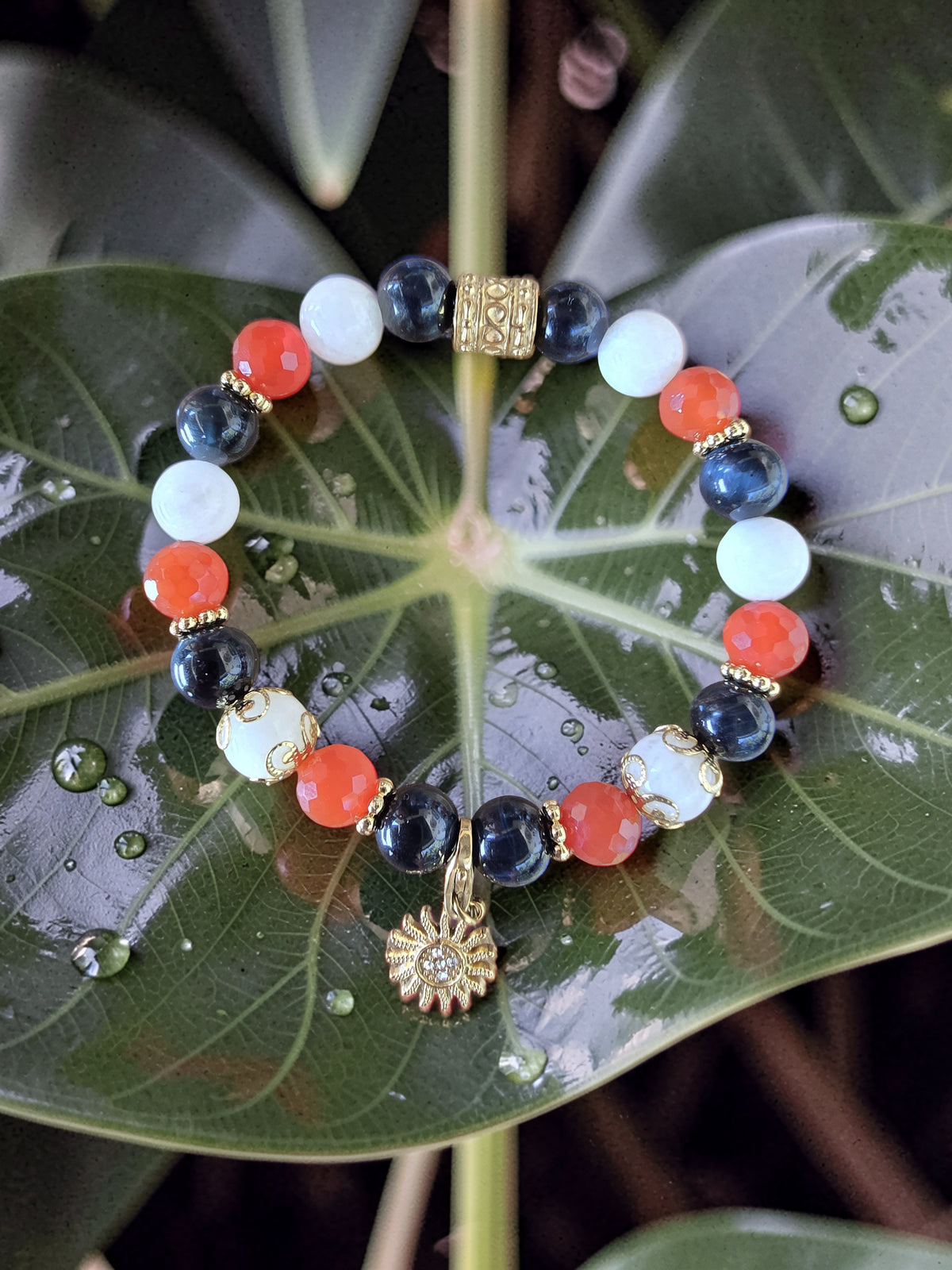 Bracelet Trio Vision • Péristérite, Œil de Faucon & Cornaline