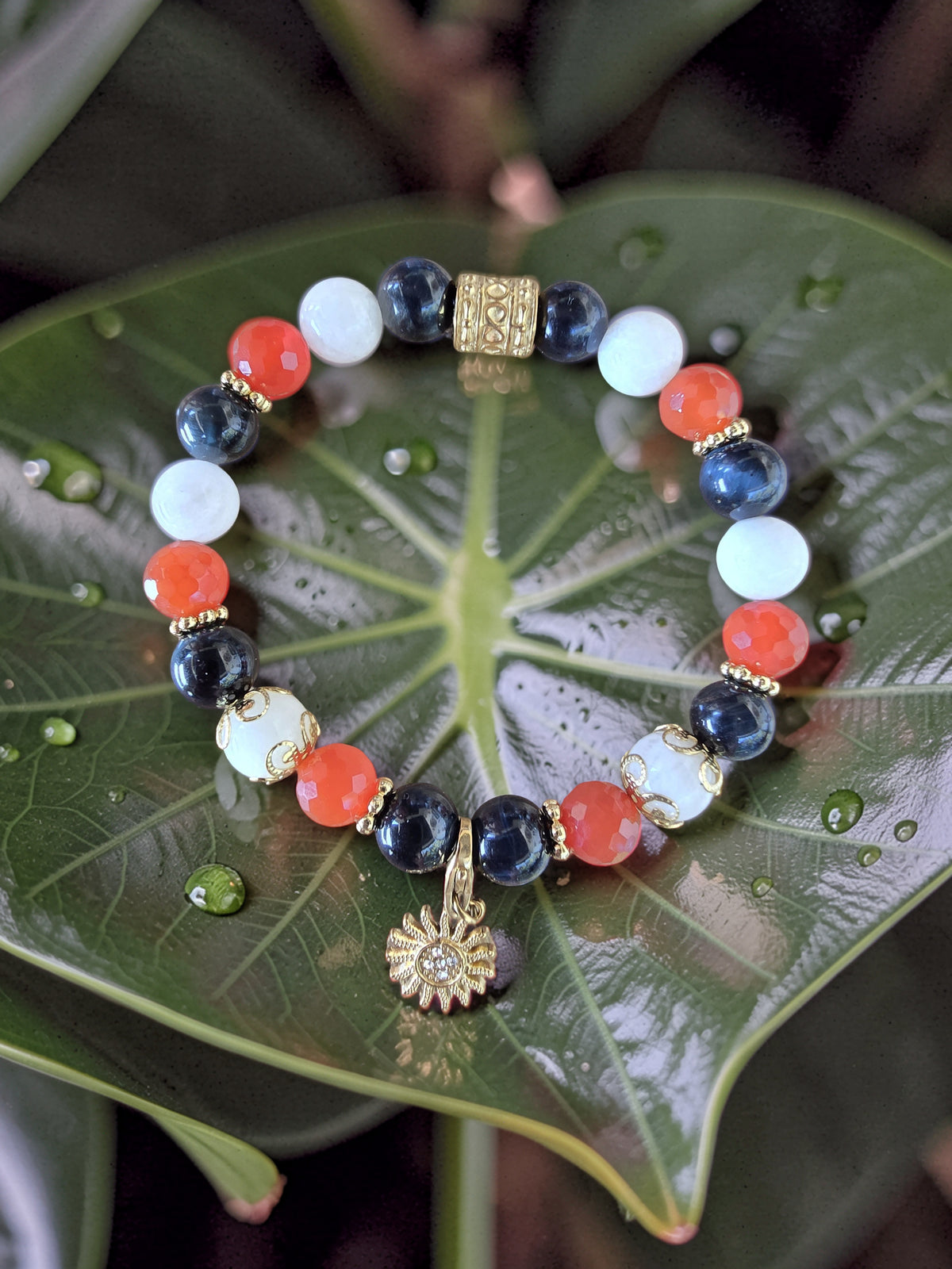 Bracelet Trio Vision • Péristérite, Œil de Faucon & Cornaline