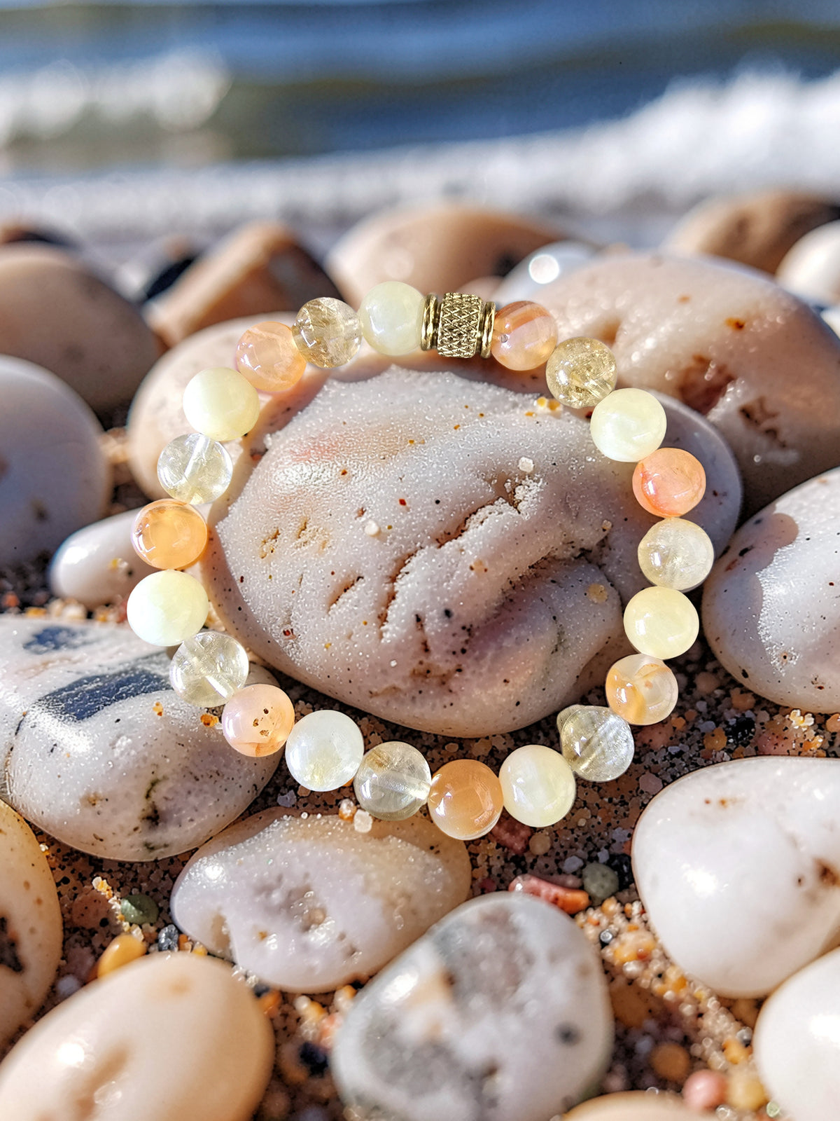 Bracelet Éclat de Joie • Citrine, Cornaline & Calcite Jaune