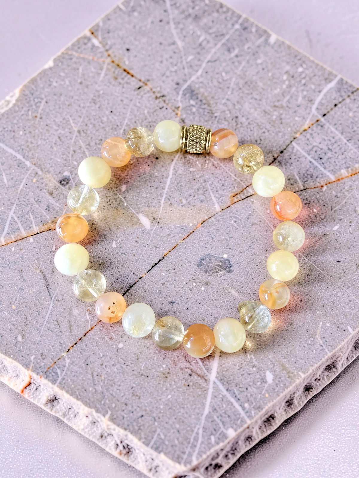 Bracelet Éclat de Joie • Citrine, Cornaline & Calcite Jaune