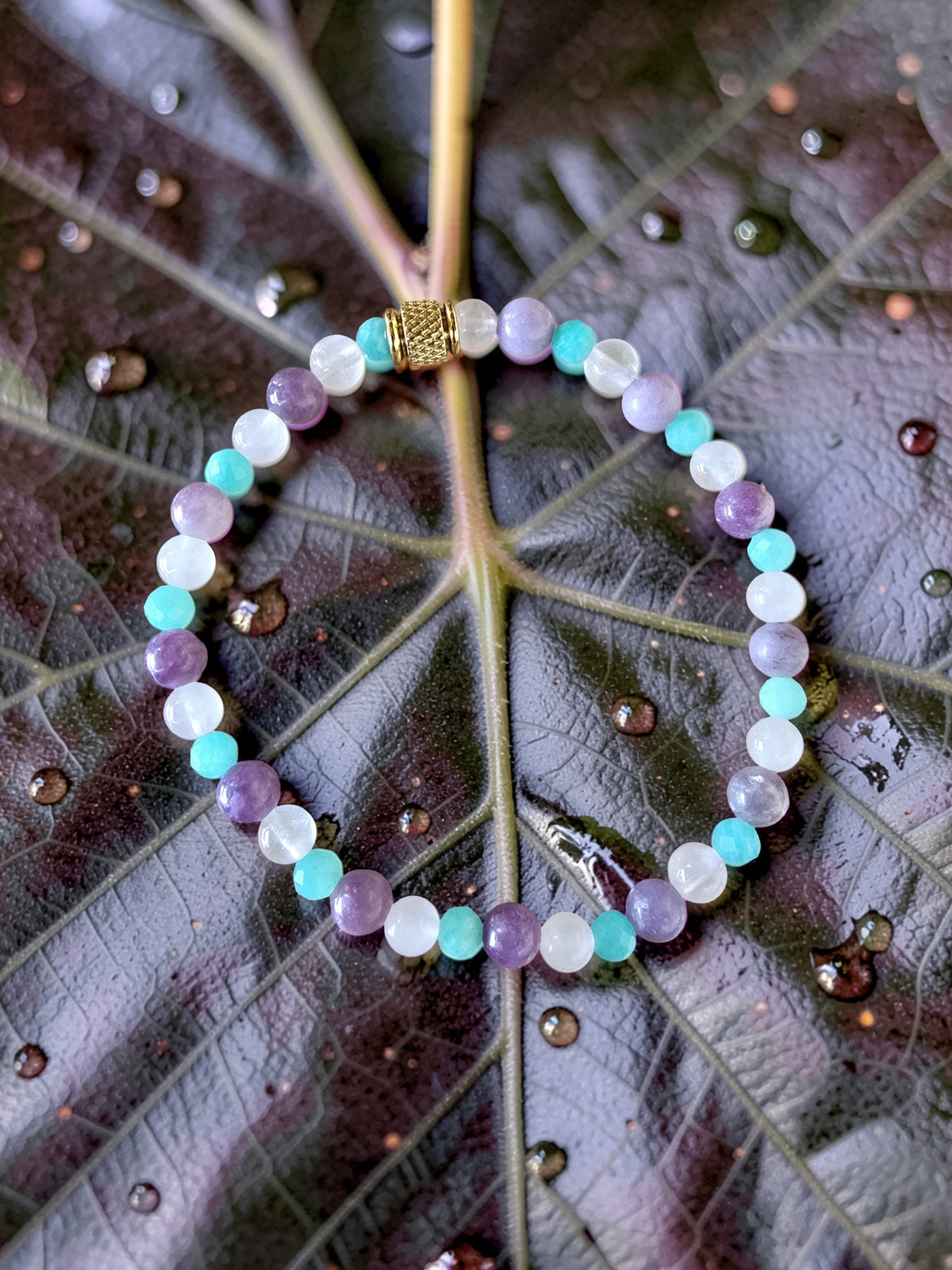 Bracelet Douceur Infinie • Lépidolite, Amazonite & Quartz Rose