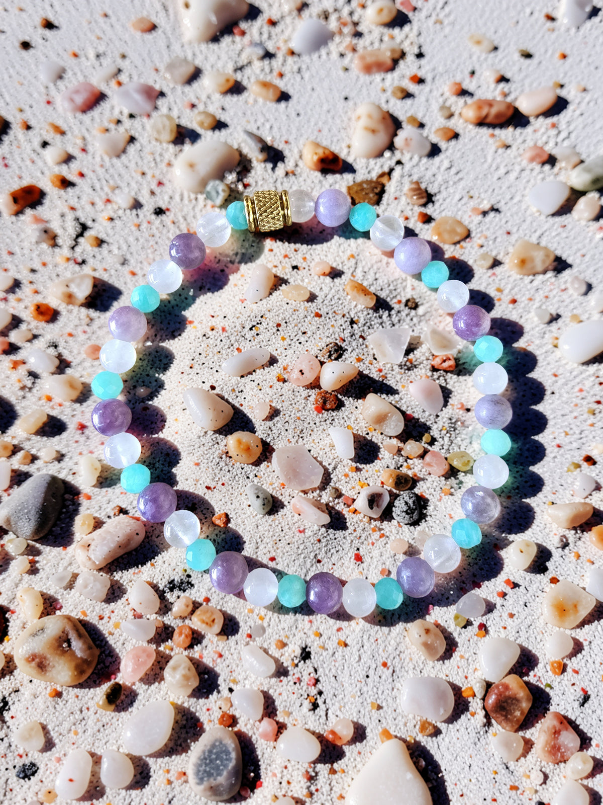 Bracelet Douceur Infinie • Lépidolite, Amazonite & Quartz Rose