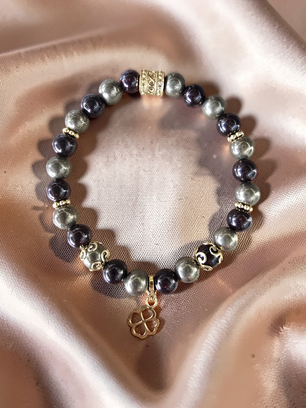 Bracelet Grenat & Pyrite – Vitalité & Abondance