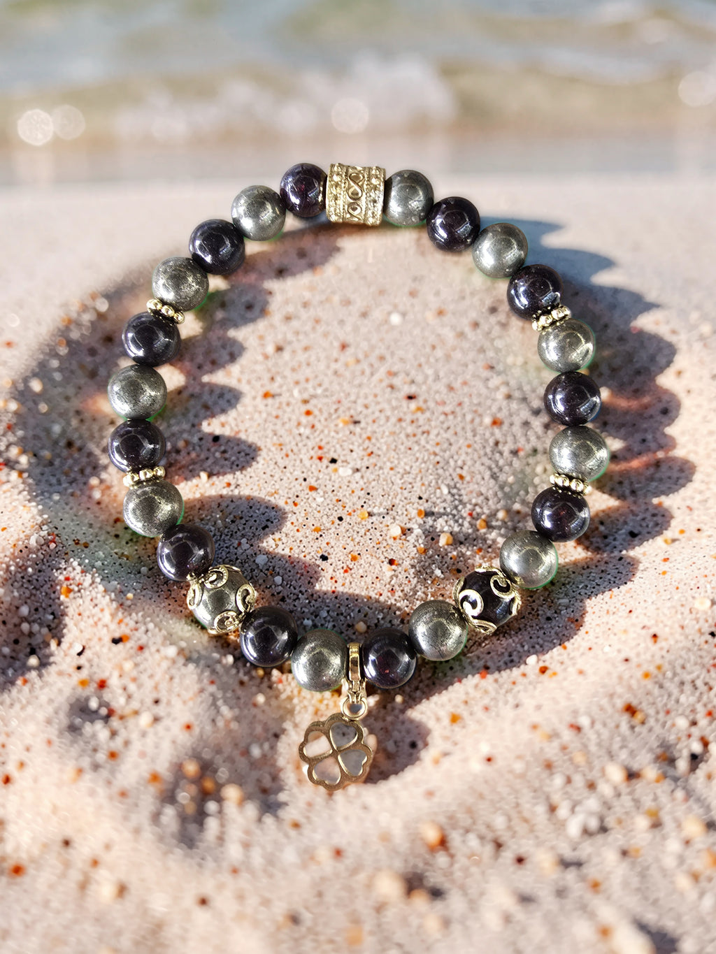 Bracelet Grenat & Pyrite – Vitalité & Abondance