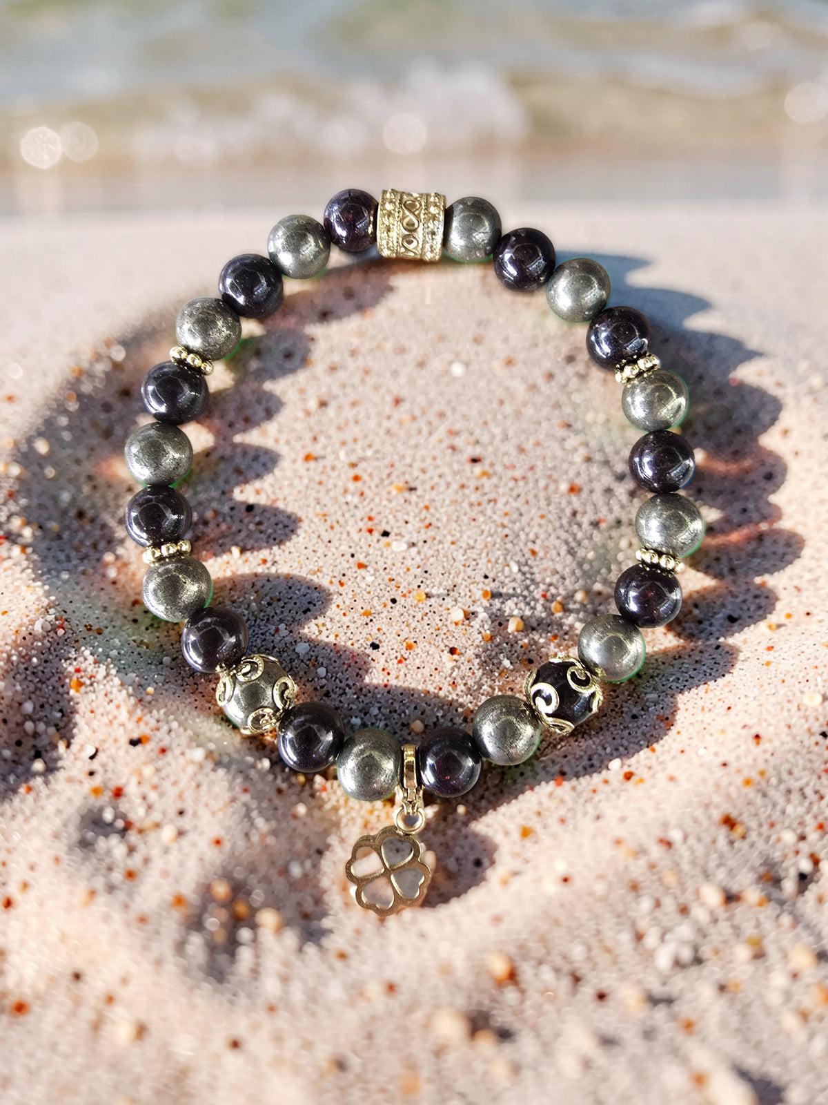 Bracelet Grenat & Pyrite – Vitalité & Abondance