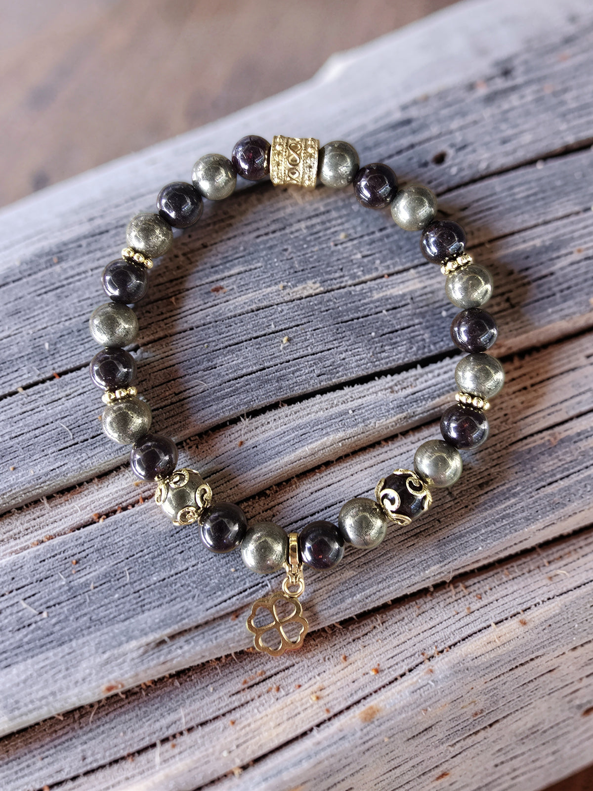 Bracelet Grenat & Pyrite – Vitalité & Abondance