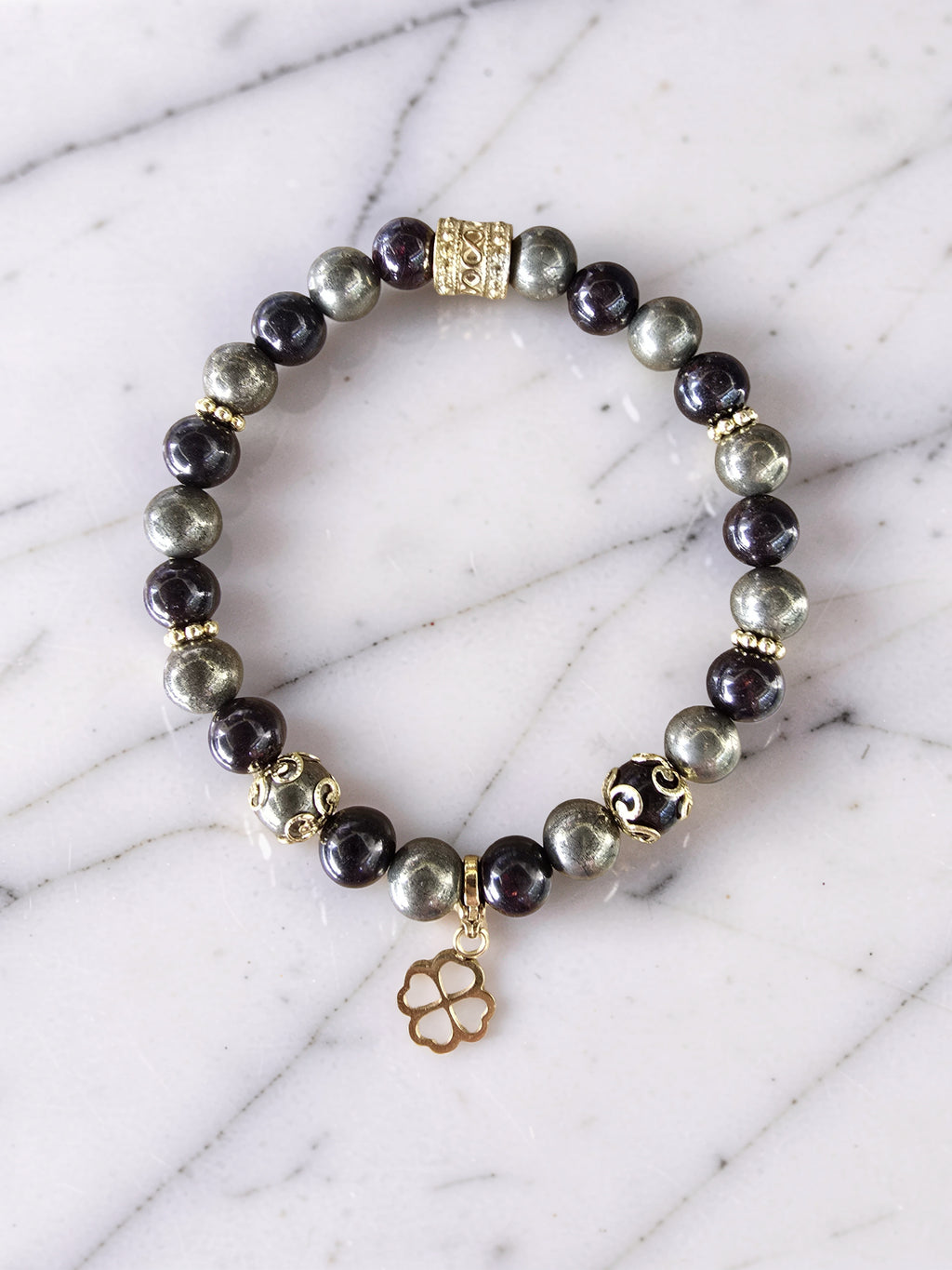 Bracelet Grenat & Pyrite – Vitalité & Abondance