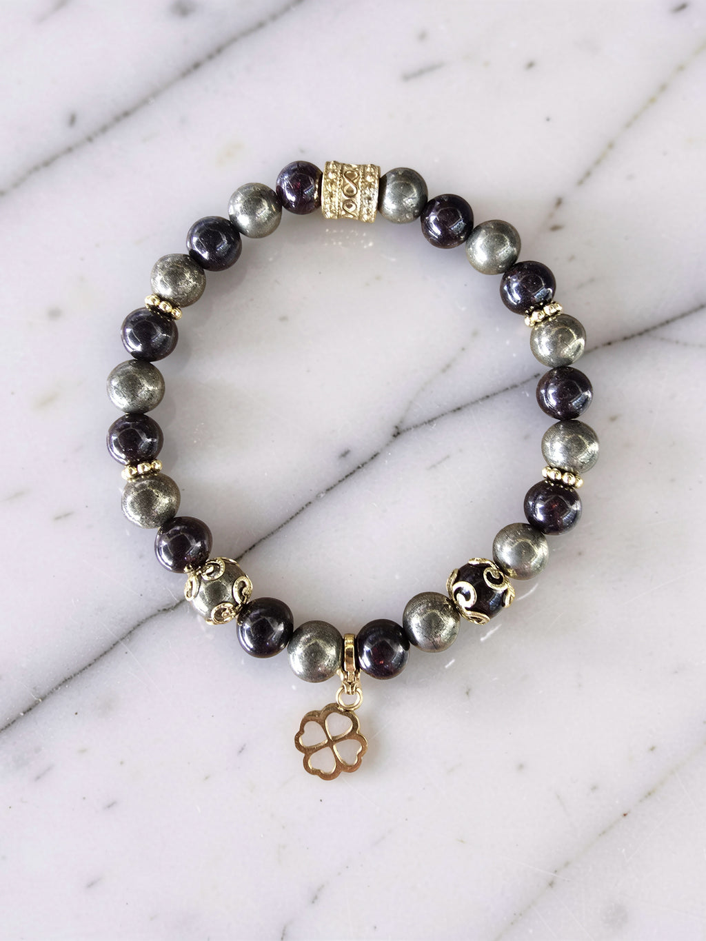 Bracelet Grenat & Pyrite – Vitalité & Abondance