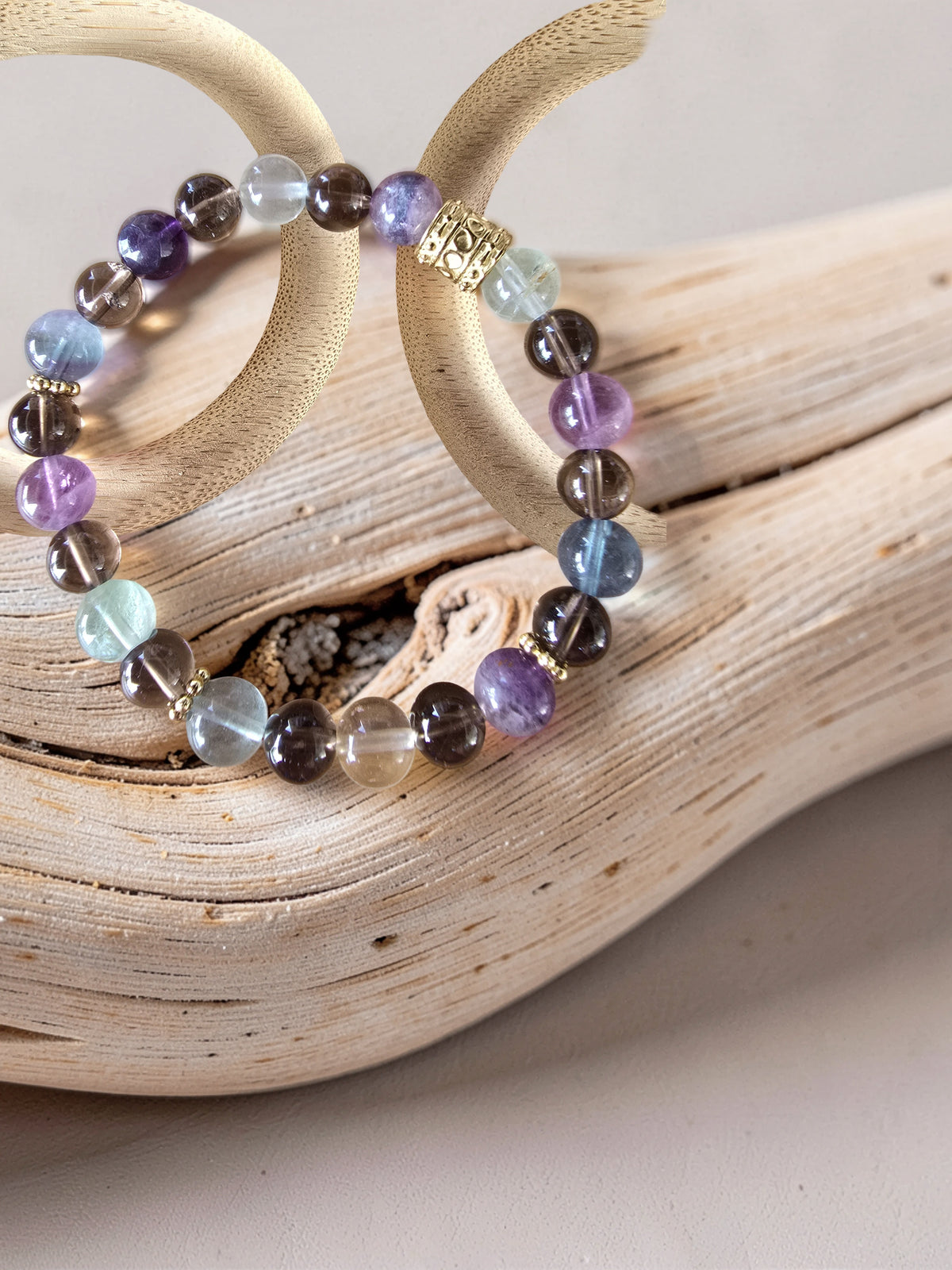 Bracelet Fluorite & Quartz Fumé – Clarté, Protection & Ancrage