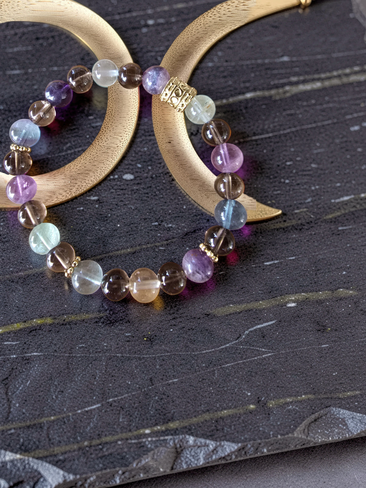 Bracelet Fluorite & Quartz Fumé – Clarté, Protection & Ancrage