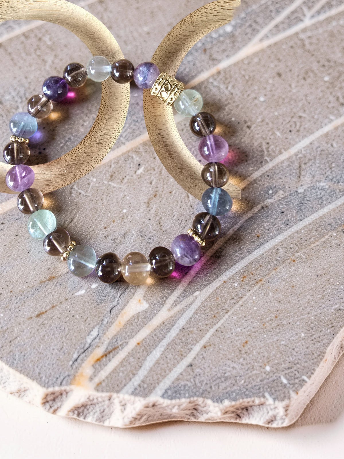 Bracelet Fluorite & Quartz Fumé – Clarté, Protection & Ancrage