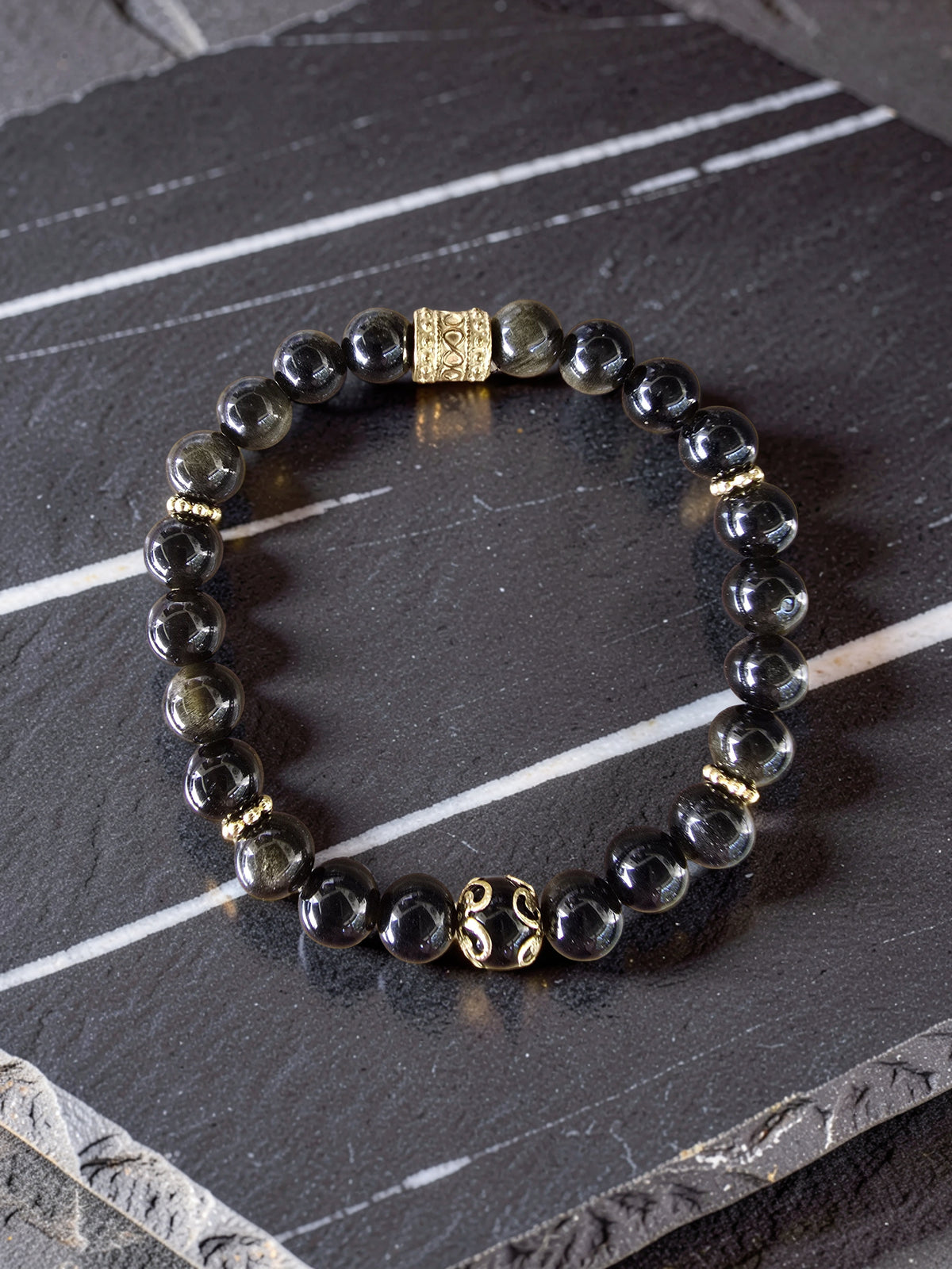Bracelet Obsidienne Dorée – Protection & Lumière Intérieure
