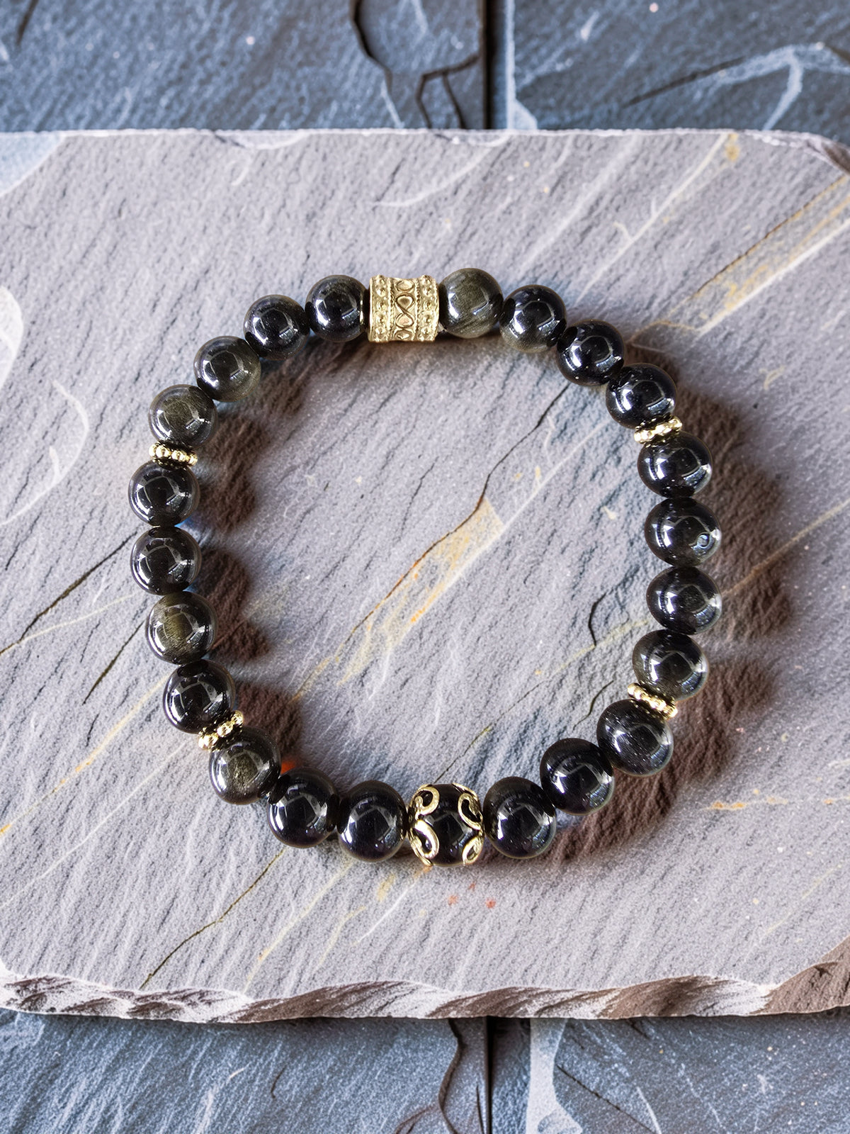 Bracelet Obsidienne Dorée – Protection & Lumière Intérieure