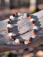 Bracelet Force & Équilibre – Jaspe Rouge, Cristal de Roche & Tourmaline Noire