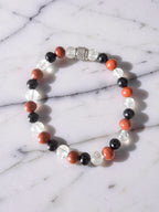 Bracelet Force & Équilibre – Jaspe Rouge, Cristal de Roche & Tourmaline Noire
