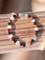 Bracelet Force & Équilibre – Jaspe Rouge, Cristal de Roche & Tourmaline Noire