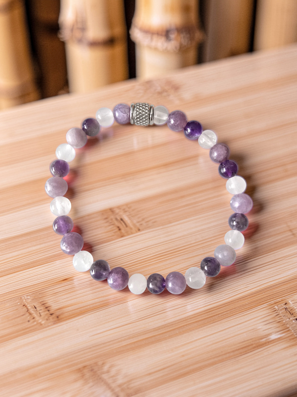 Bracelet Sérénité du Cœur – Lépidolite, Quartz Rose & Améthyste