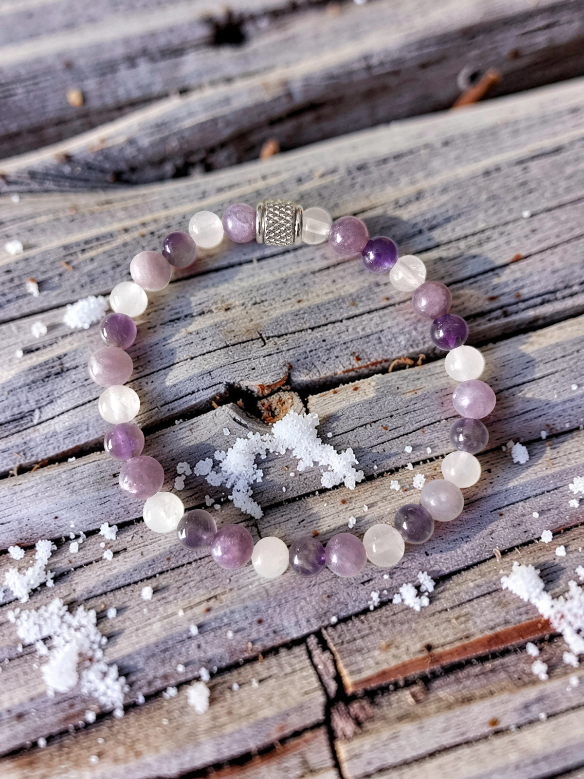 Bracelet Sérénité du Cœur – Lépidolite, Quartz Rose & Améthyste