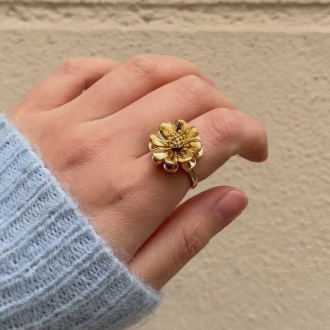 Bague Tournante Christina – Fleur Dorée Anti-Stress