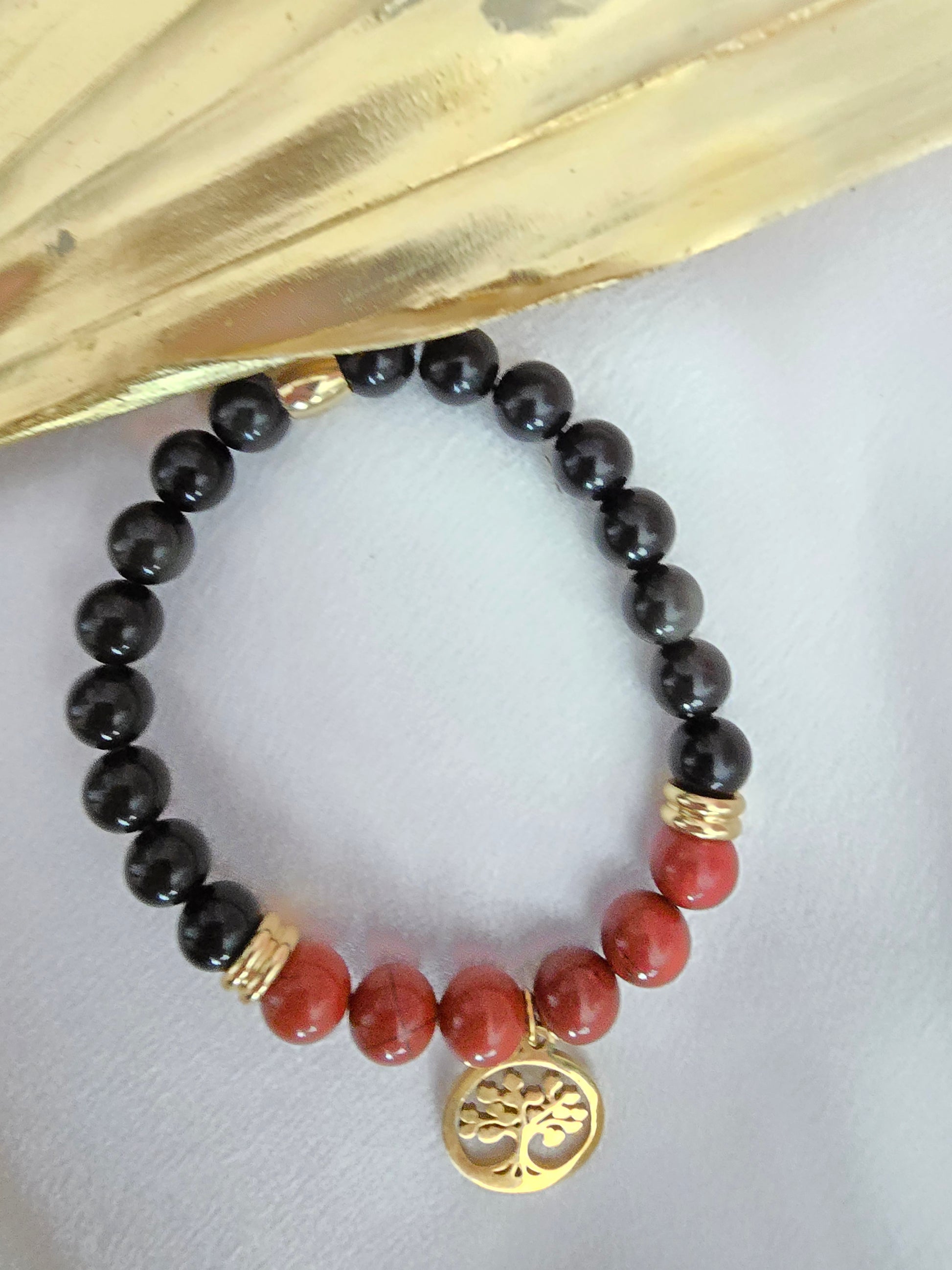 Racine d'obsidienne : Obsidienne noire et jaspe rouge