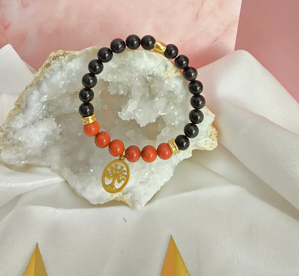 Racine d'obsidienne : Obsidienne noire et jaspe rouge