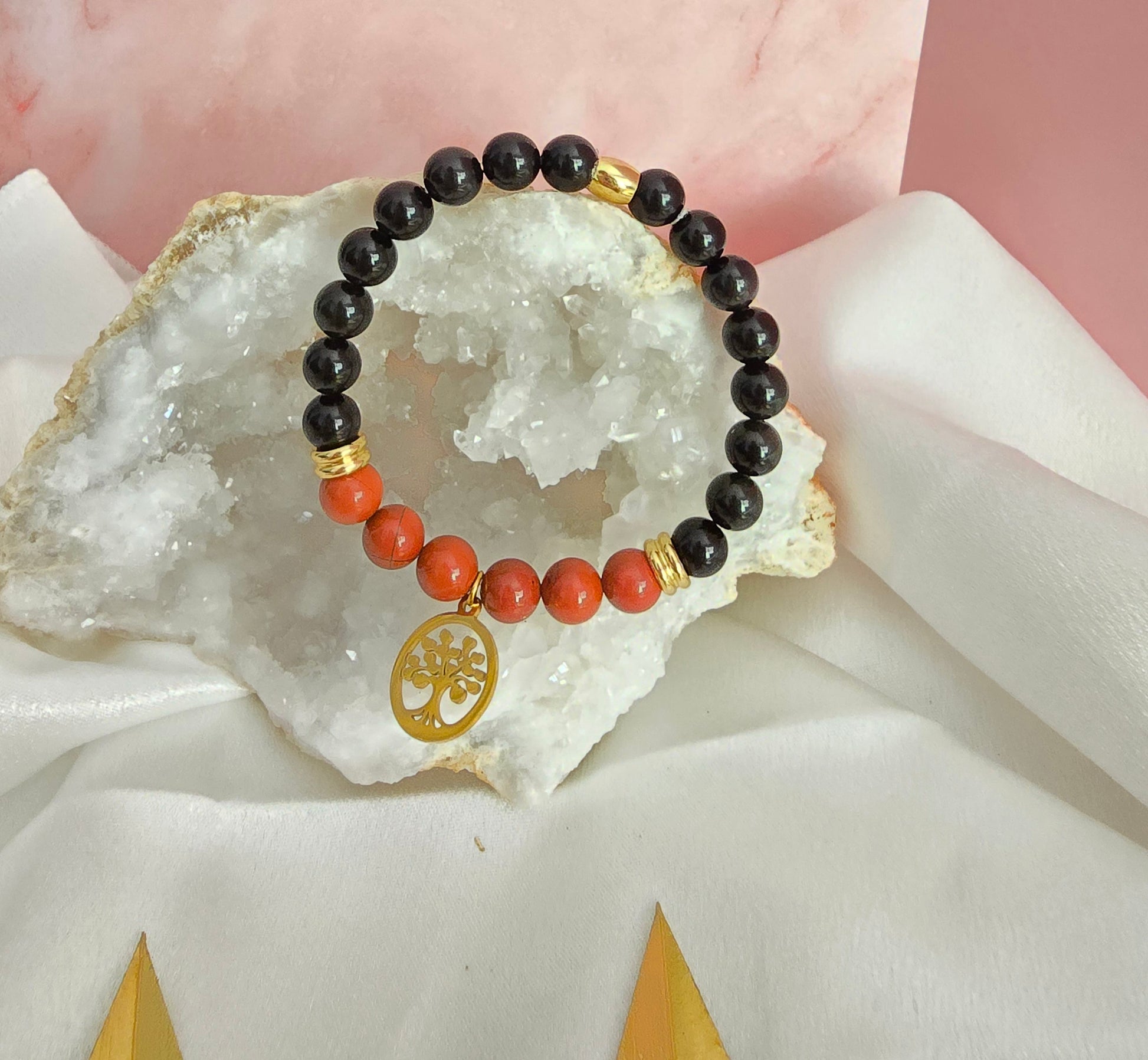 Racine d'obsidienne : Obsidienne noire et jaspe rouge