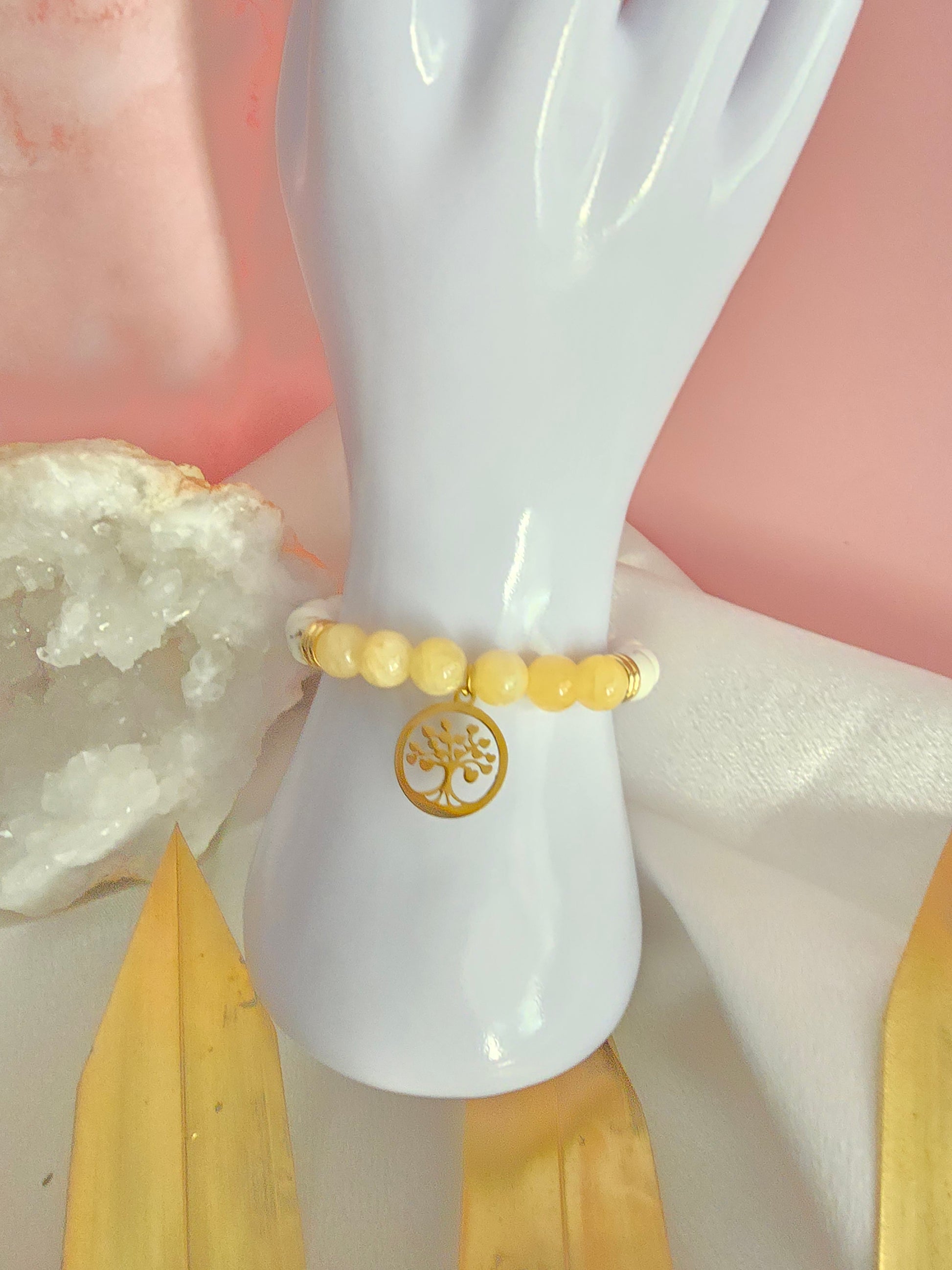 Bracelet Rayon de paix : Magnésite et calcite jaune
