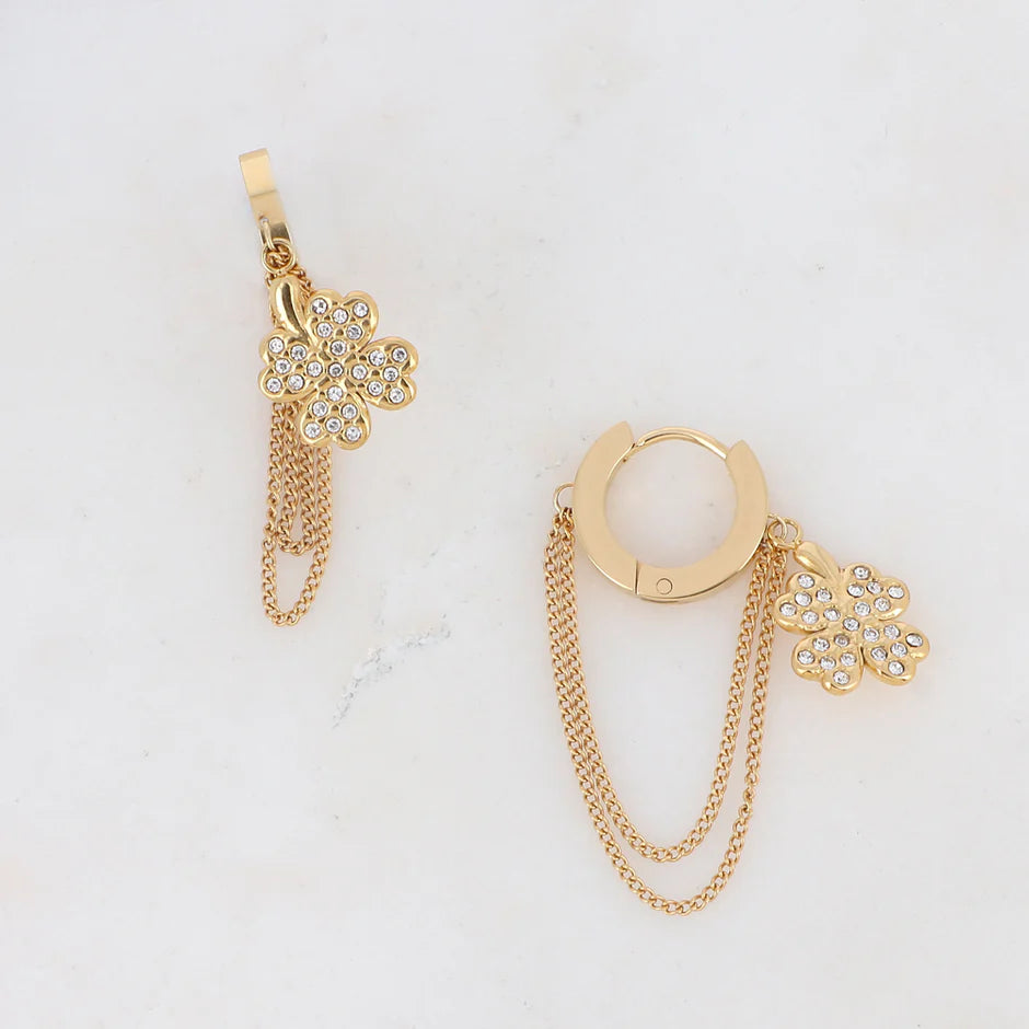 Boucles d'Oreilles ROXI | Zircones & Chaînes Pendantes | Or et Âme Bijoux