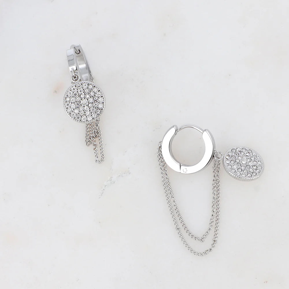 Boucles d'Oreilles ROXI | Zircones & Chaînes Pendantes | Or et Âme Bijoux