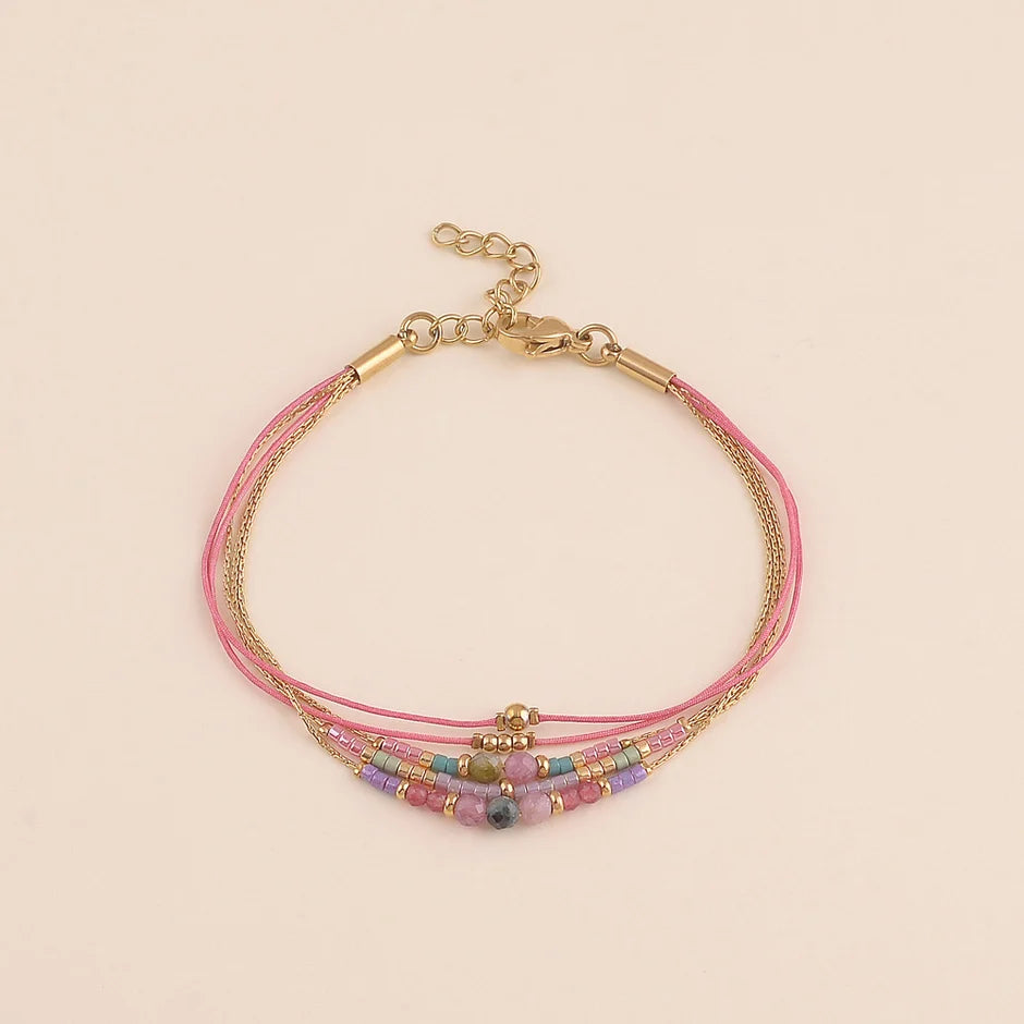Bracelet Shena – Multirang Pierres Naturelles & Perles Rocailles