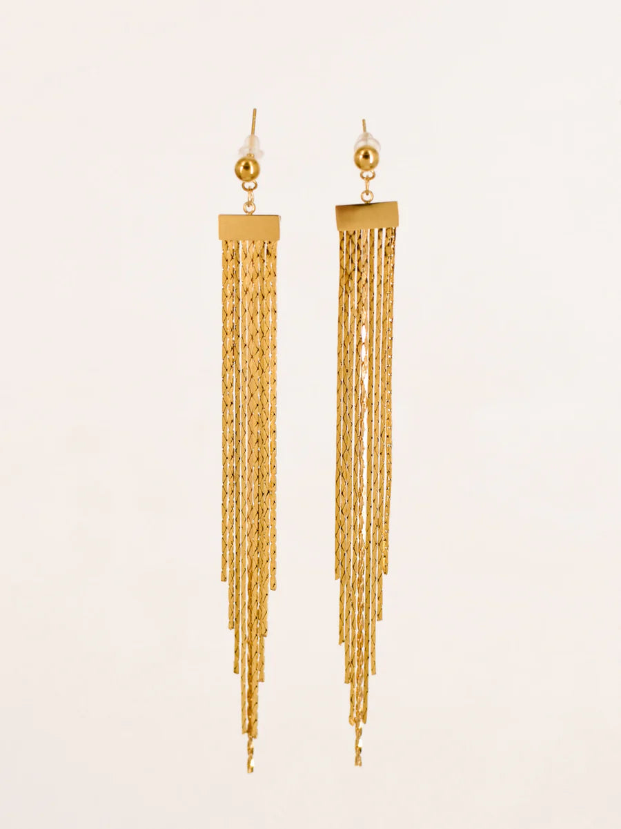 Boucles d'Oreilles TIAGO Chaînes Serpent Dorées Pendantes 12 cm | Or et Âme Bijoux