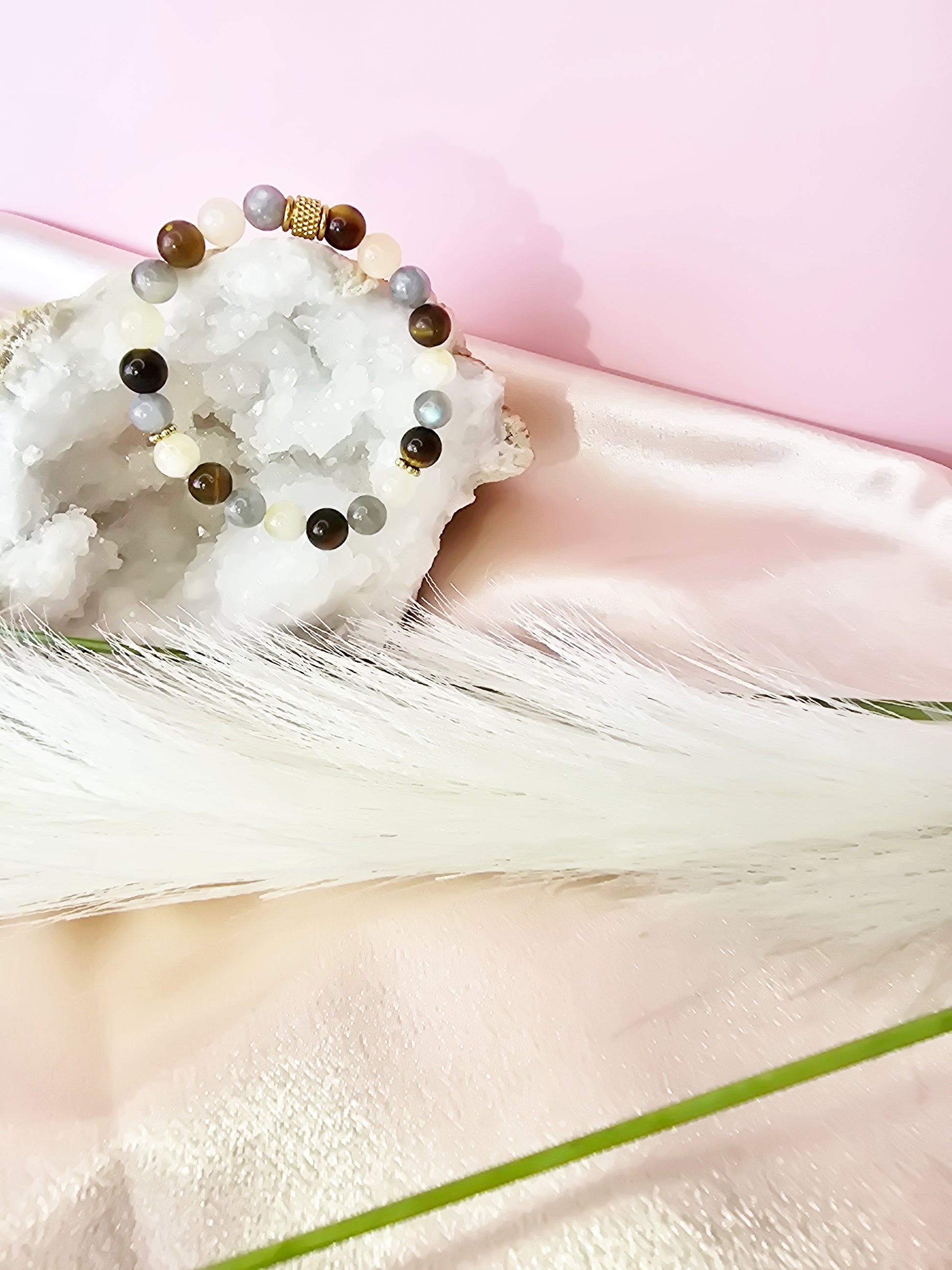 Trésor de l'Univers : Labradorite, citrine et œil de tigre