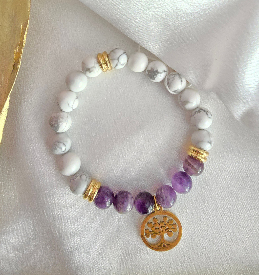Bracelet Vénus intérieure : Améthyste et howlite