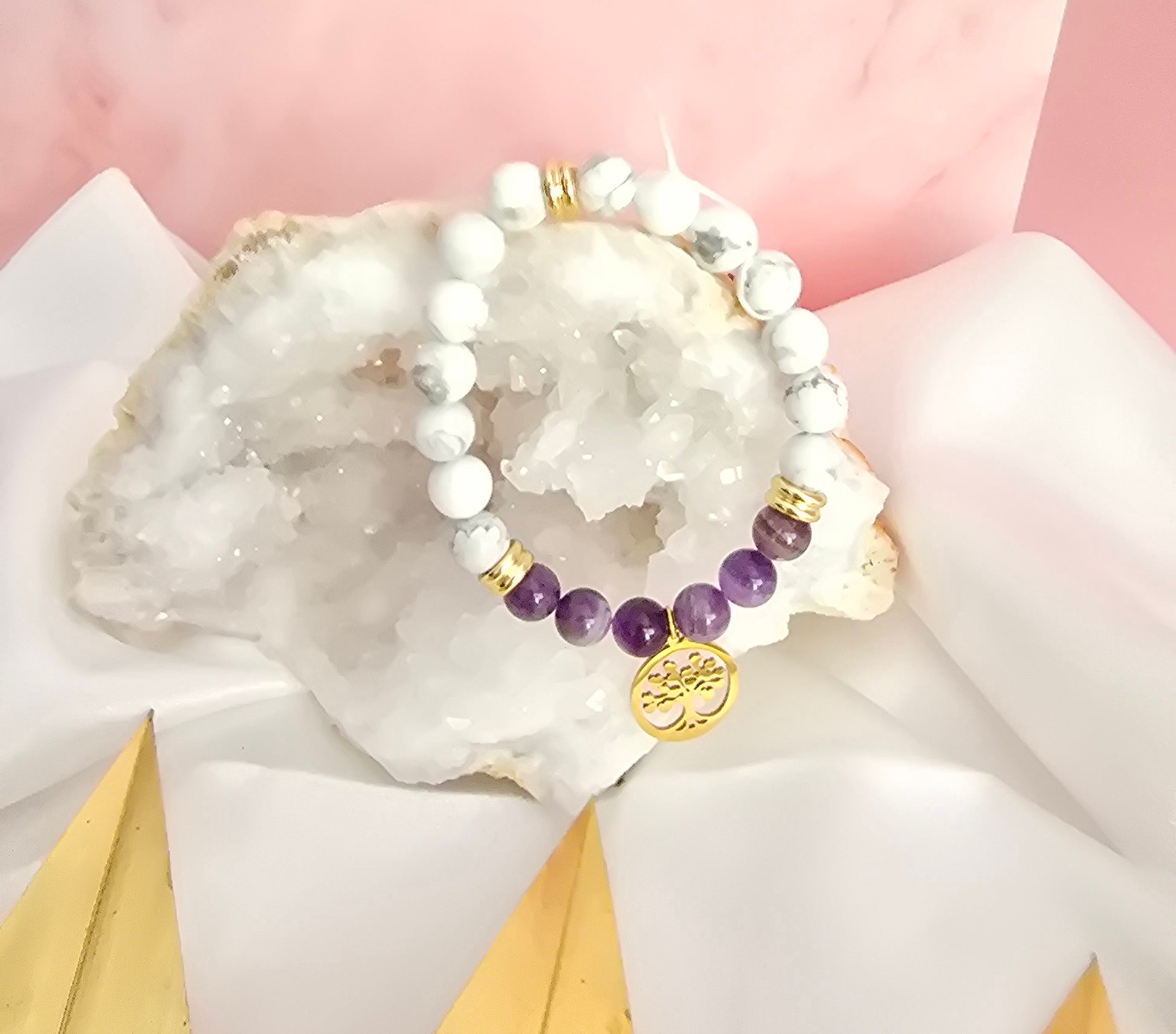 Bracelet Vénus intérieure : Améthyste et howlite