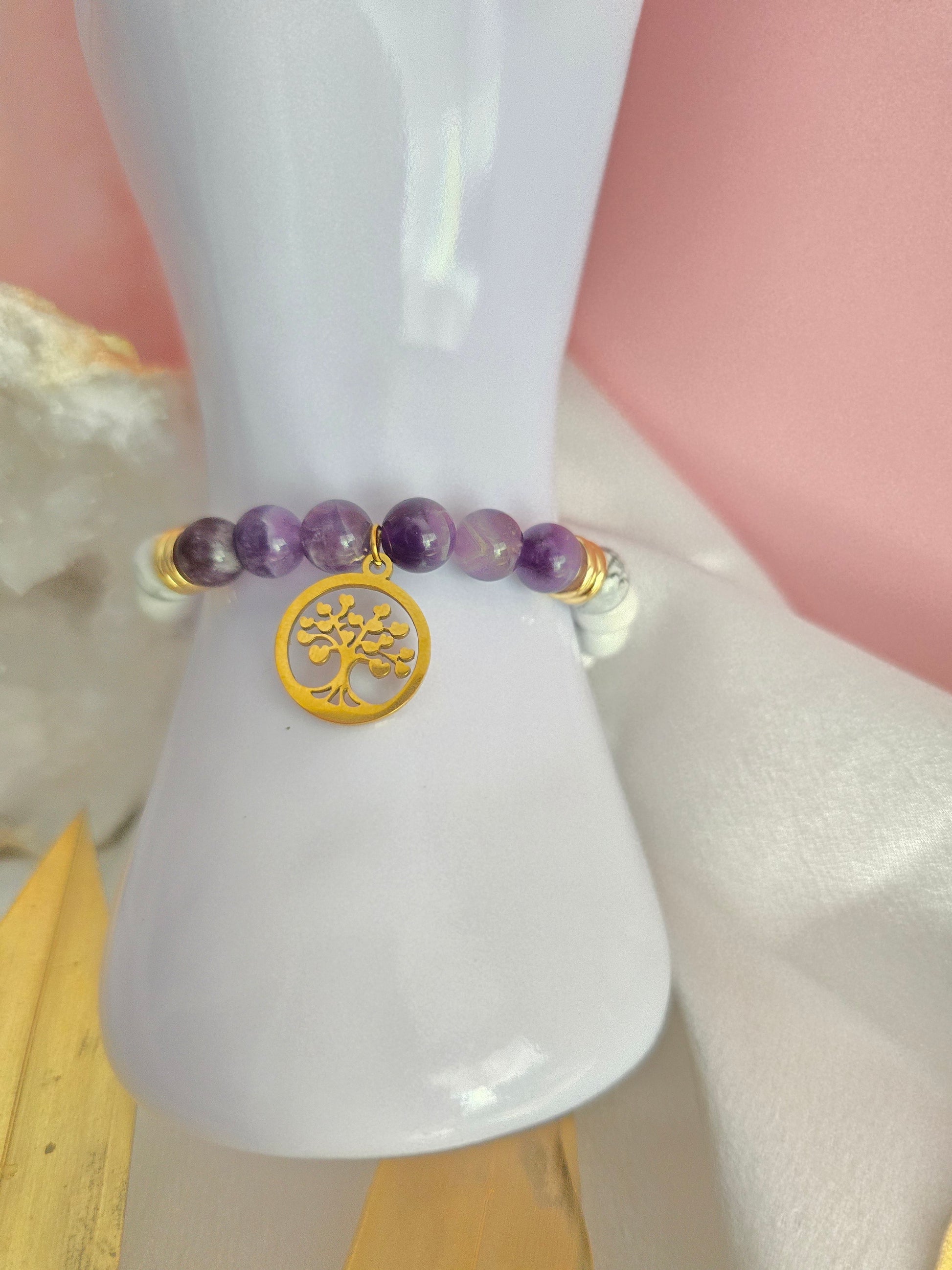 Bracelet Vénus intérieure : Améthyste et howlite