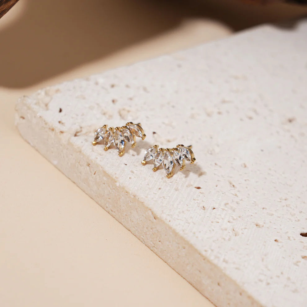 Boucles d'oreilles Victoria – Clous Fleur Strass Dorés