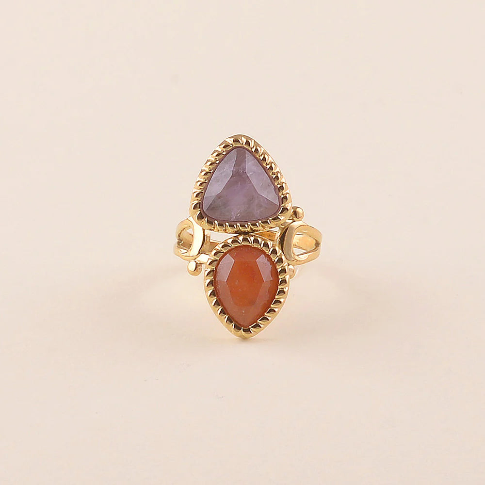 Bague ZOELLA – Nacre, Améthyste, Sodalite ou Quartz Fraise